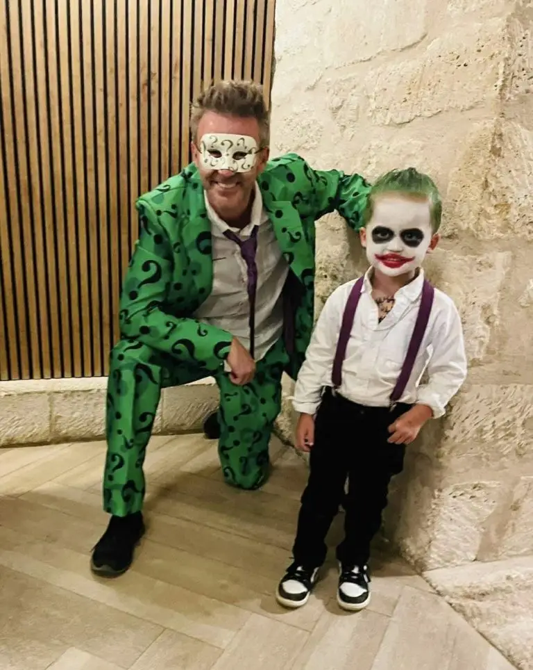 Kid dressed up as the joker for the Hill Country Herb Garden's Halloween in the Garden event