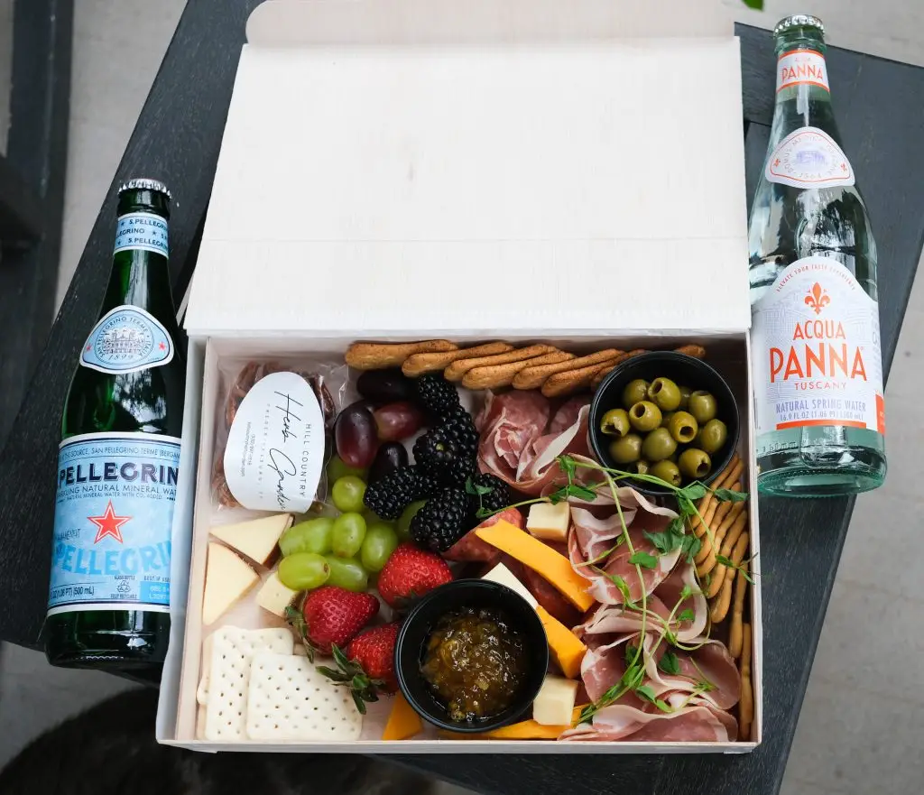 Delicious Texas Wine Road charcuterie board for Fredericksburg, Texas cottage stay