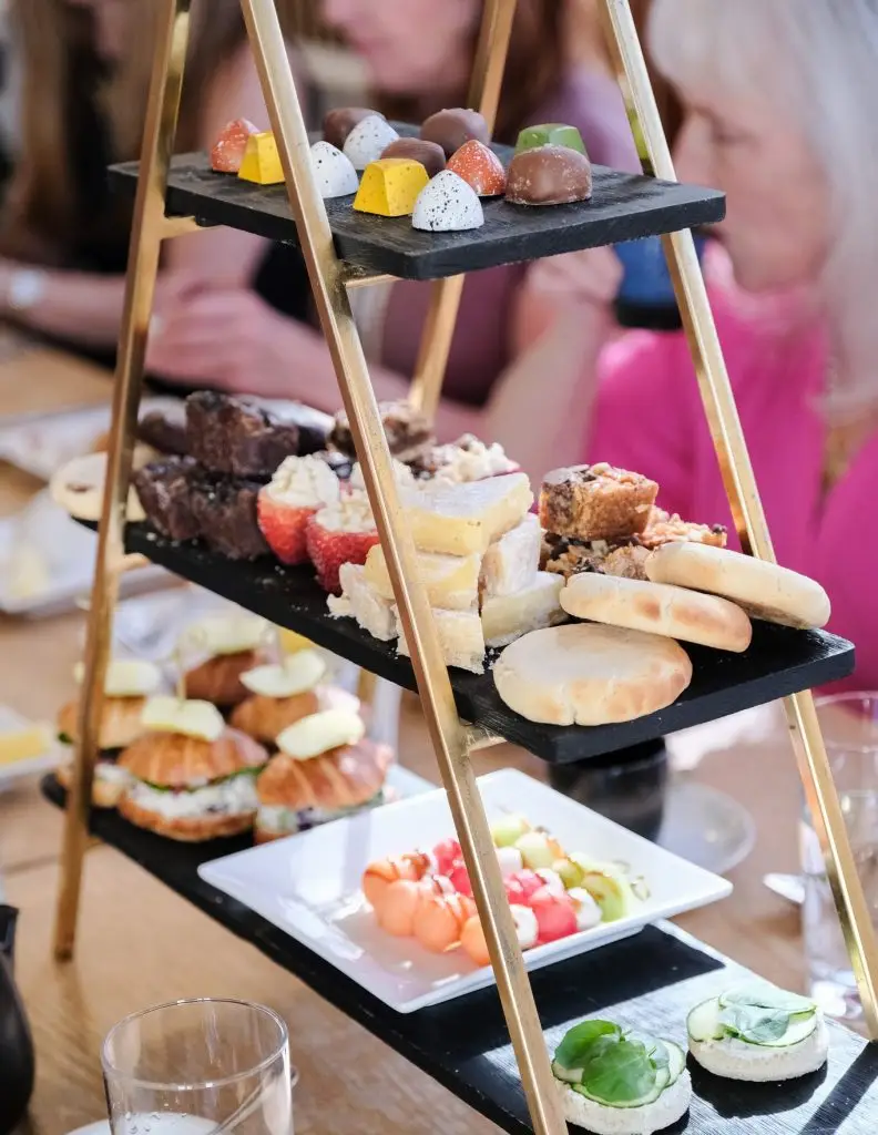 Tea tray of desserts and savory bites at Fredericksburg, Texas restaurant