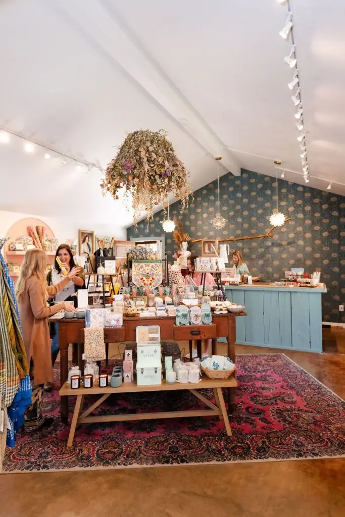 Ladies shopping the fun and colorful Marigold Gift Shop in Fredericksburg, Texas